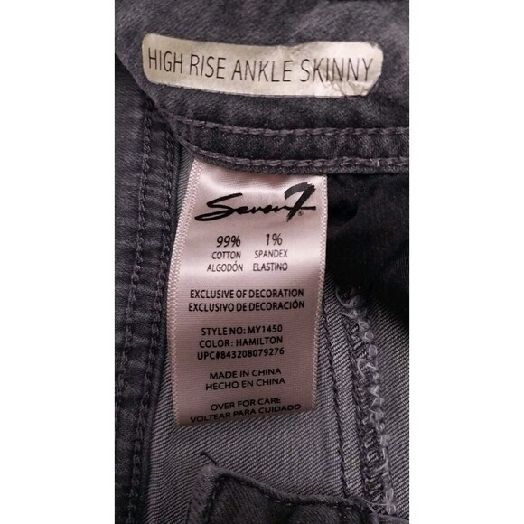 7 For All Mankind Women’s Gray High Waist Ankle Skinny Jeans Raw Hem Cropped 12 - Picture 6 of 7